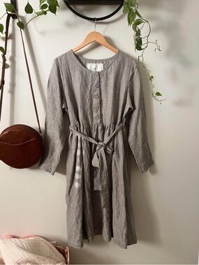 notPERFECTLINEN MAMA dress in Natural Grey Stripe (NWOT)